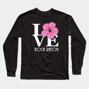 LOVE Boca Raton Hibiscus Long Sleeve T-Shirt